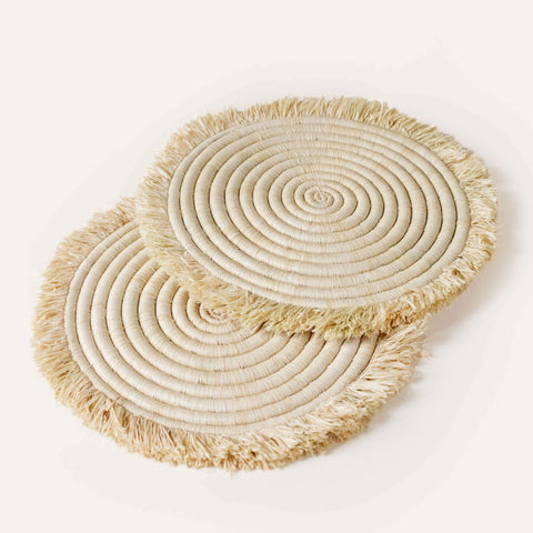 Natural Raffia Fringe Placemat
