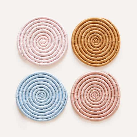 Solid Mixed Set of 4 Coasters Tan