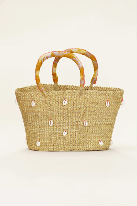 Cowrie Bolga Tote Orange