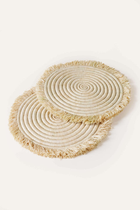 Natural Raffia Fringe Placemat