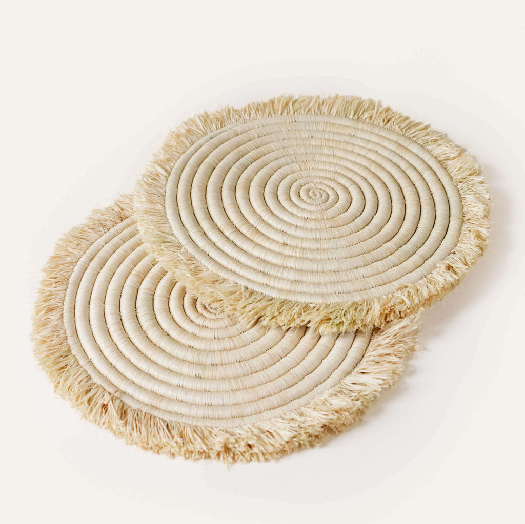 Natural Raffia Fringe Placemat Indego Africa