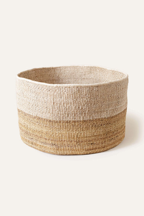 Two-Tone Banana Leaf Floor Basket