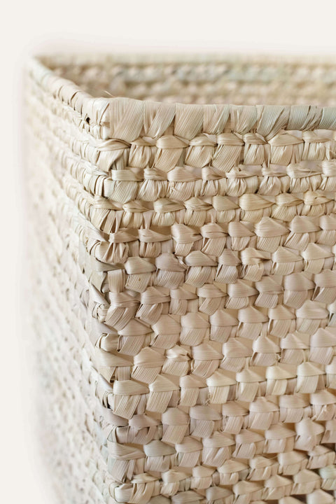 Square Open Weave Palm Leaf Basket