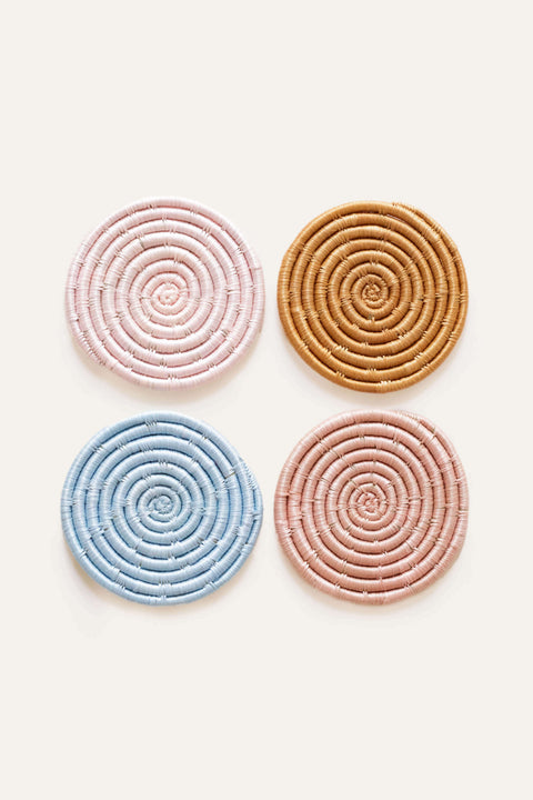 Solid Mixed Set of 4 Coasters Tan