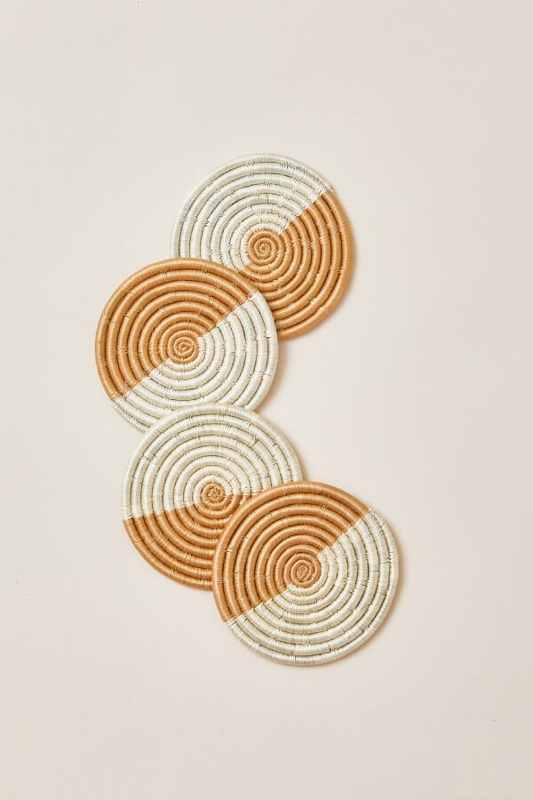Akeza Fringe Coasters in White - Thumbnail 4