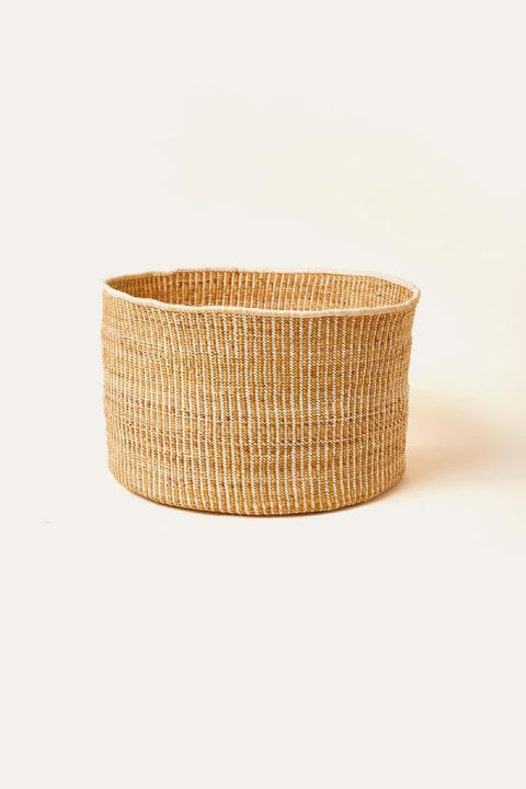 Banana Leaf Floor Basket in Mixed Natural Indego Africa