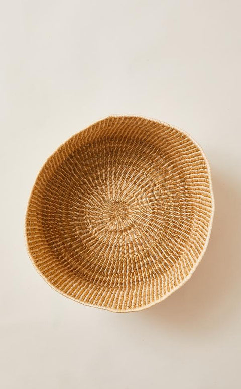 Banana Leaf Floor Basket in Mixed Natural Indego Africa