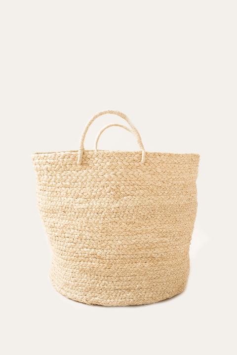 Medium Braided Raffia Basket Natural