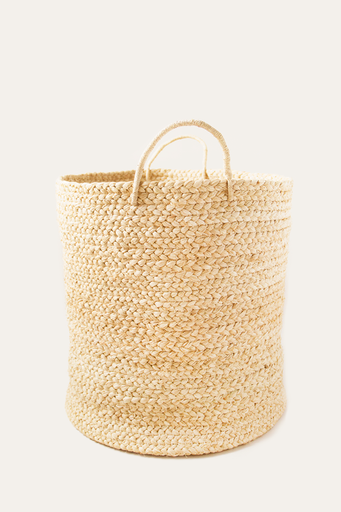 Large Braided Raffia Basket