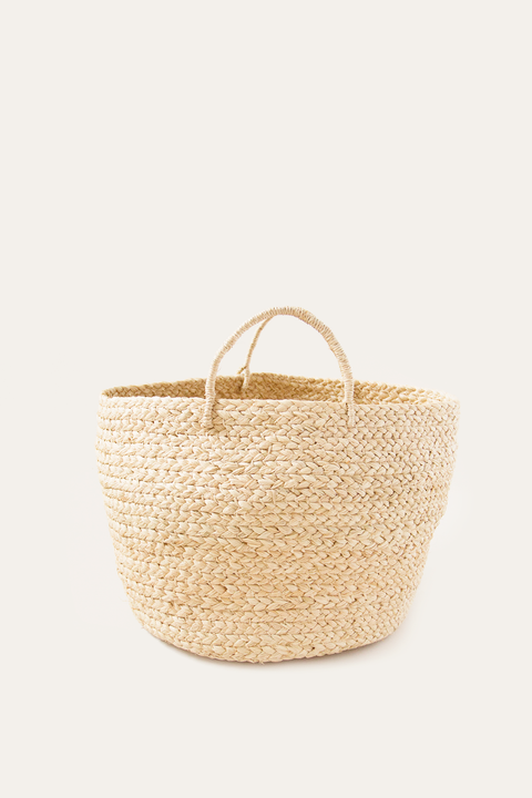 Small Braided Raffia Basket Natural