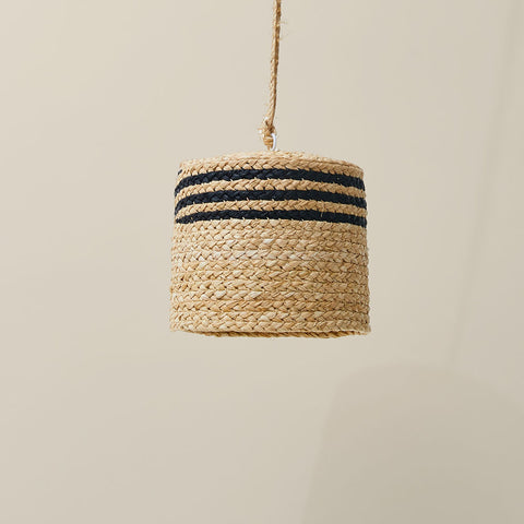 Striped Braided Raffia Small Lamp Shade