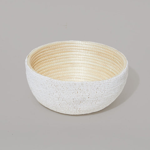 Small Beaded Bowl White