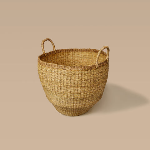 Umasi Pedestal Floor Basket with Handles in Natural