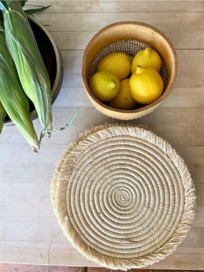 Natural Raffia Fringe Placemat