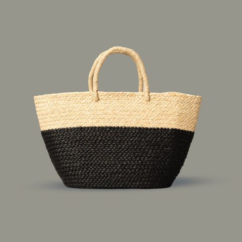 Ruru Two-Toned Signature Tote in Natural & Black