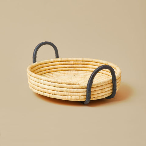 Contrast Handle Raffia Tray