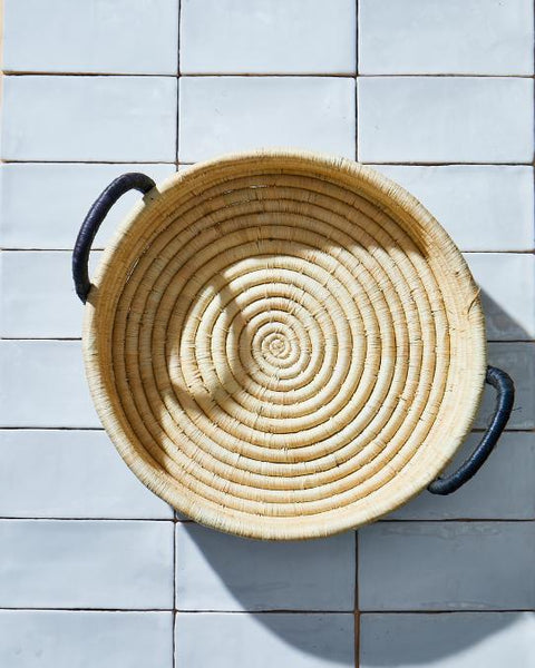 Contrast Handle Raffia Tray