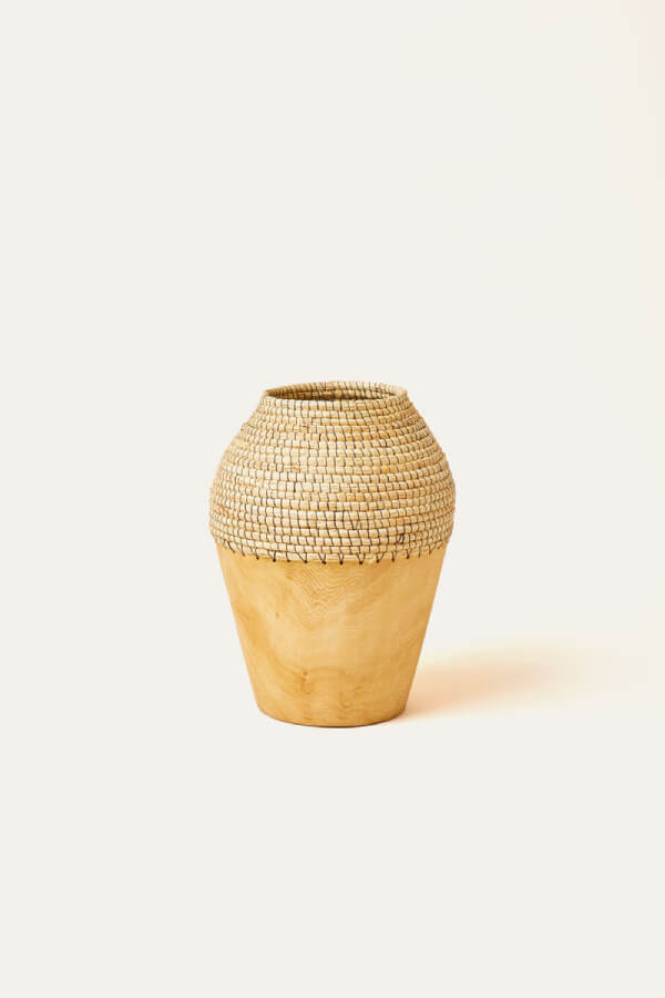 Copabu Wood + Raffia Vase