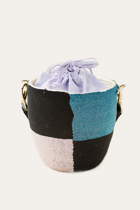 Ingwe Beaded Colorblock Bucket Bag