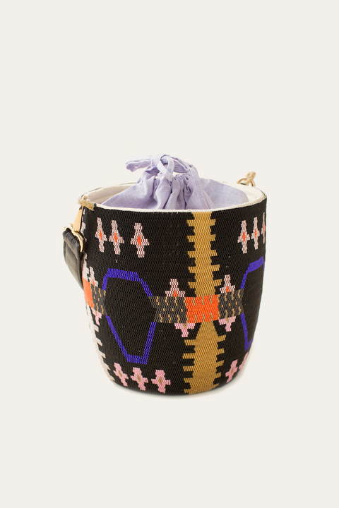 Ingwe Beaded Pattern Bucket Bag