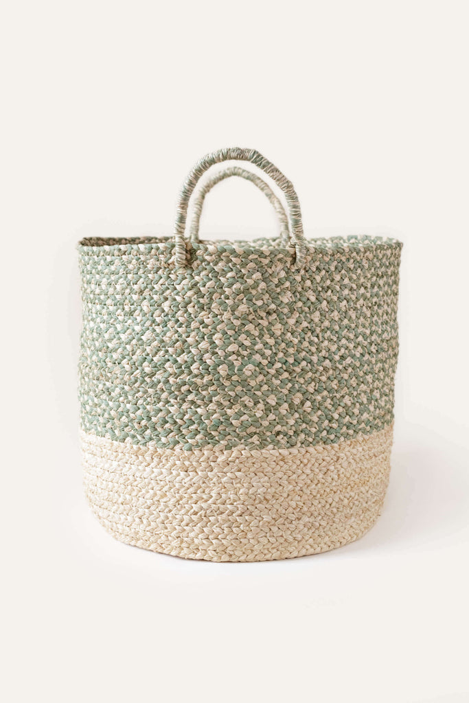 Mixed Braided Raffia Medium Basket