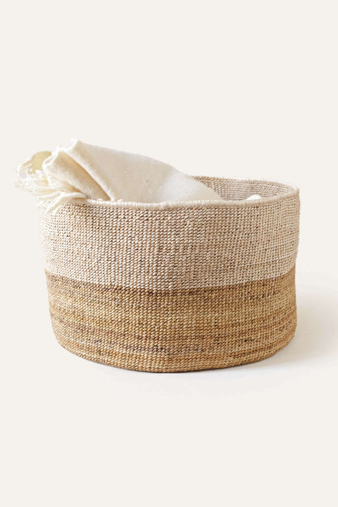 Two-Tone Banana Leaf Floor Basket