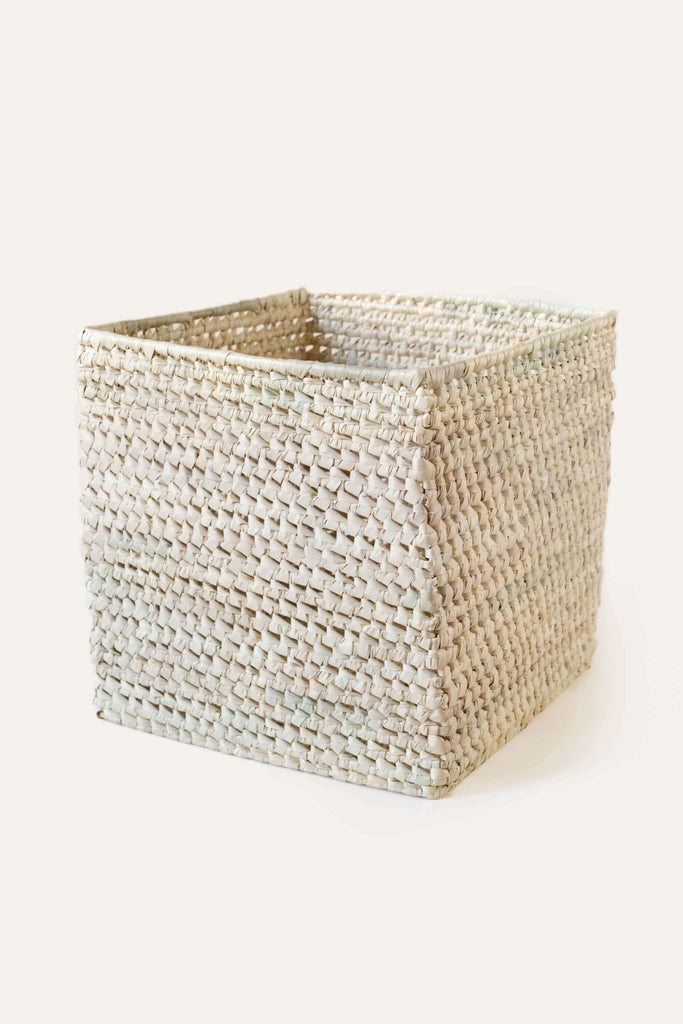 Square Open Weave Palm Leaf Basket