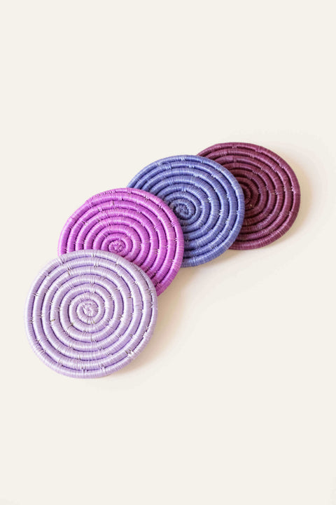 Solid Mixed Set of 4 Coasters Purple