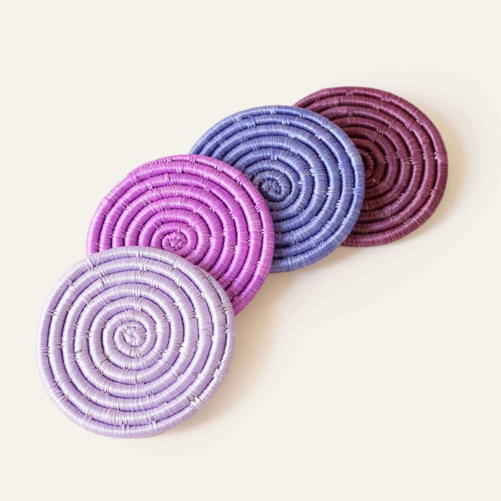 Solid Mixed Set of 4 Coasters Purple
