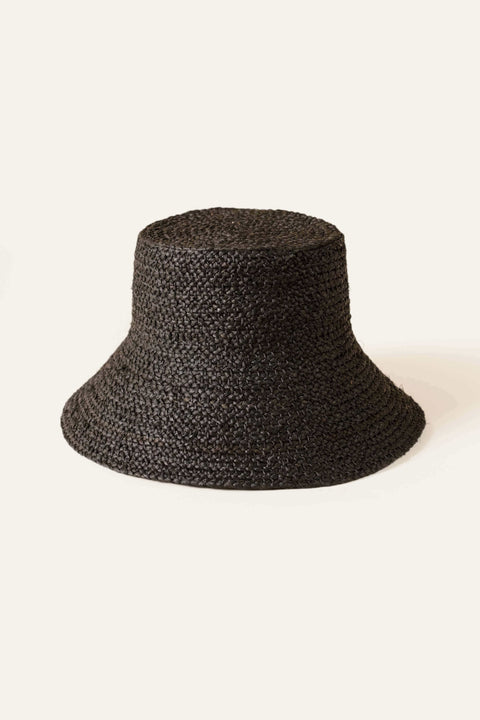 Raffia Bucket Hat Black