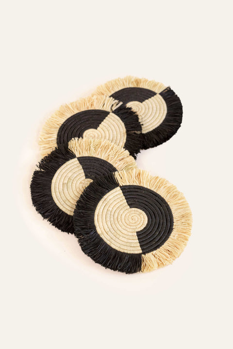 Two Tone Split Fringe Coasters - Set of 4