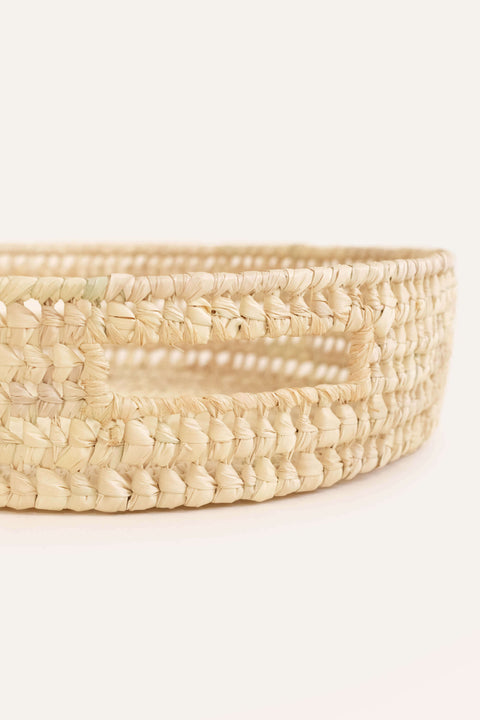 Open Weave Palm Leaf Round Tray