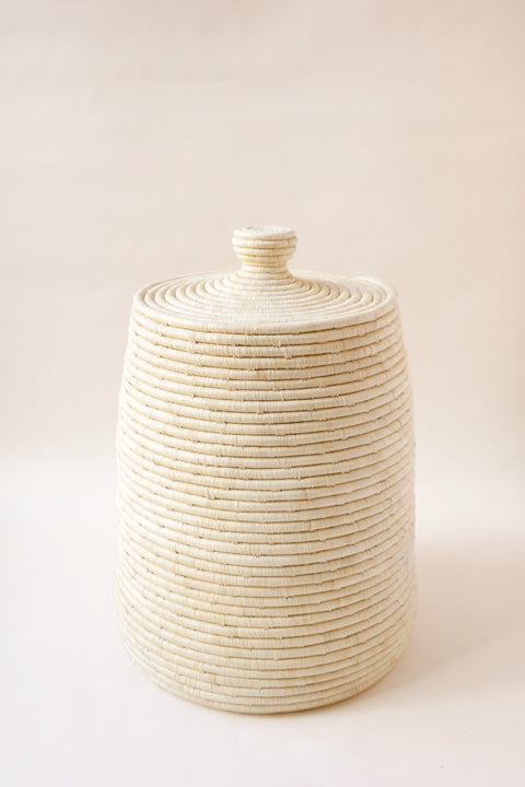 Raffia Lidded Basket